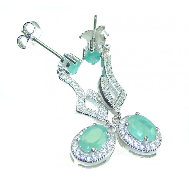 Hidden Treasure 4.1 carat Emerald .925 Sterling Silver handcrafted Earrings