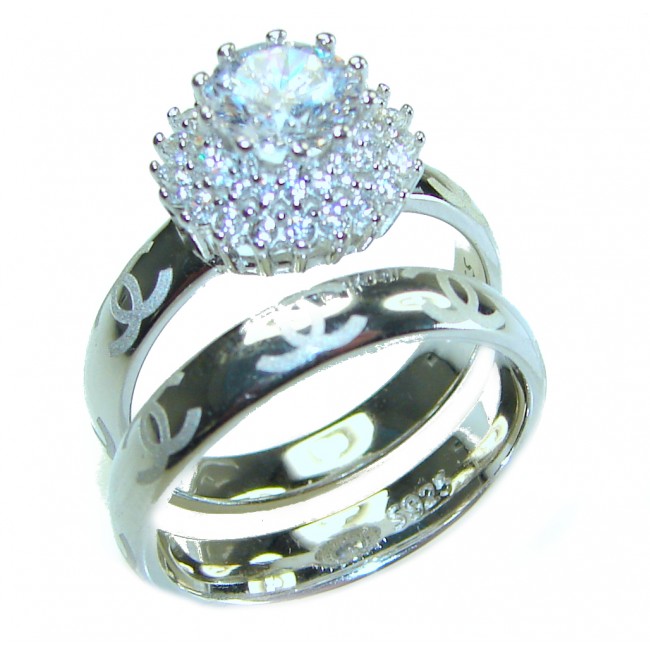 Dazzling - Exclusive 5.6 carat White Topaz .925 Sterling Silver handcrafted stack ring size 8 1/2