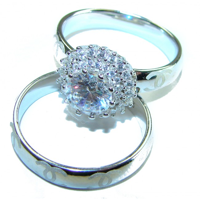 Dazzling - Exclusive 5.6 carat White Topaz .925 Sterling Silver handcrafted stack ring size 8 1/2