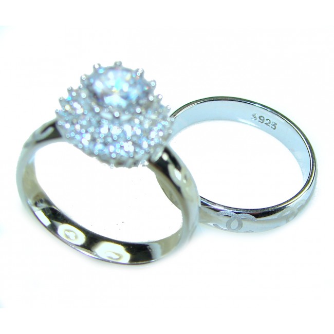 Dazzling - Exclusive 5.6 carat White Topaz .925 Sterling Silver handcrafted stack ring size 8 1/2