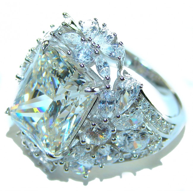 14.5 carat White Topaz .925 Sterling Silver handcrafted ring size 7 1/4