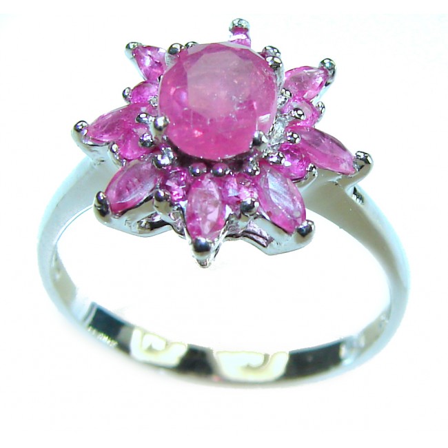 Carmen 8.5 carat Ruby .925 Sterling Silver handcrafted Ring size 8 3/4