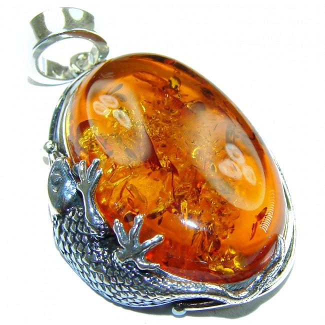 Silver Lizard authentic Golden Baltic Amber .925 Sterling Silver beautifully handcrafted Pendant