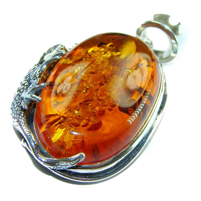 Silver Lizard authentic Golden Baltic Amber .925 Sterling Silver beautifully handcrafted Pendant