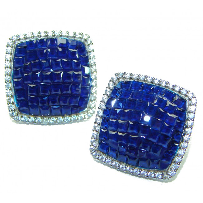 Born to Glam authentic 10.8 carat Sapphire .925 Sterling Silver handcrafted earrings