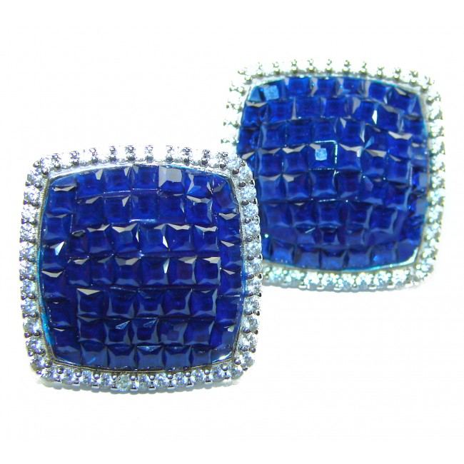 Born to Glam authentic 10.8 carat Sapphire .925 Sterling Silver handcrafted earrings