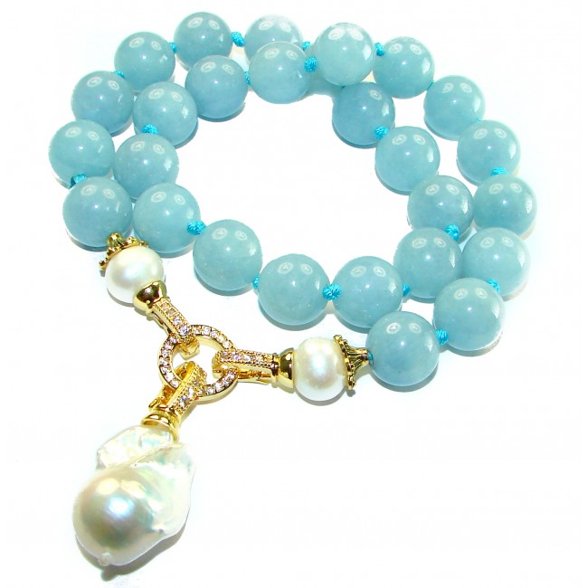 Ocean Breeze authentic Aquamarine 14k Gold over .925 Sterling Silver handcrafted necklace