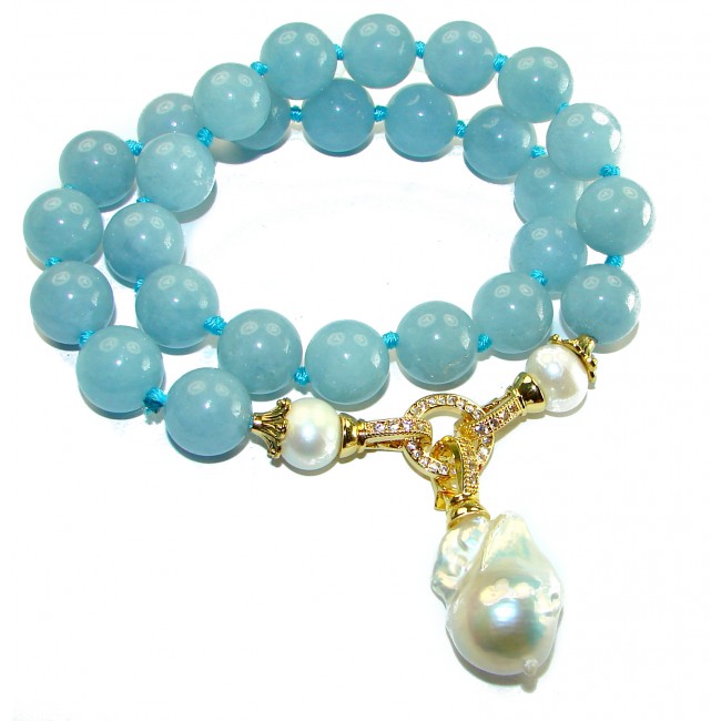 Ocean Breeze authentic Aquamarine 14k Gold over .925 Sterling Silver handcrafted necklace