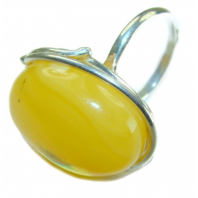 Modern Concept Natural Butterscotch Baltic Amber .925 Sterling Silver Large ring s. 8 adjustable