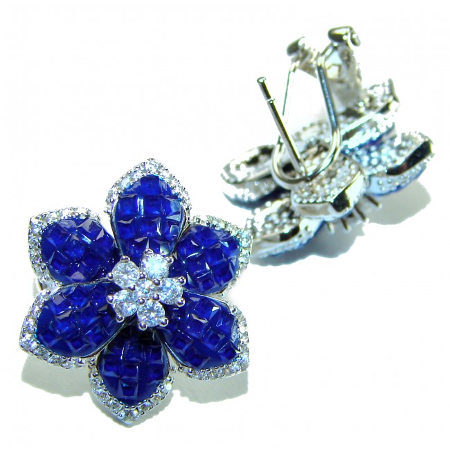 Born to Glam floral-inspired authentic 25.5 carat Sapphire .925 Sterling Silver handcrafted earrings