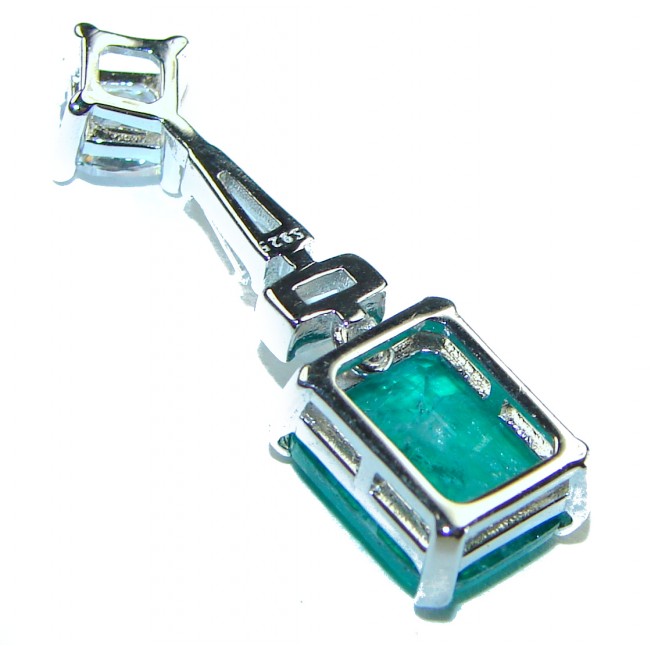 Precious Genuine 5.5 carat Emerald .925 Sterling Silver handmade Pendant