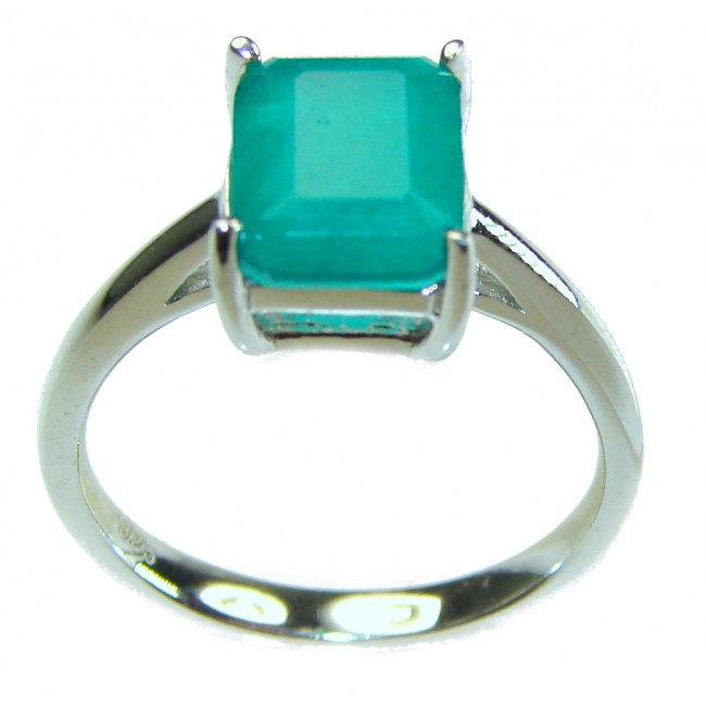 Gabriella - Luxurious 4.6 carat Emerald .925 Sterling Silver handcrafted Cocktail Ring s. 6 1/4