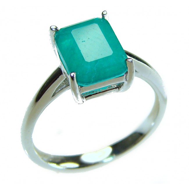 Gabriella - Luxurious 4.6 carat Emerald .925 Sterling Silver handcrafted Cocktail Ring s. 6 1/4