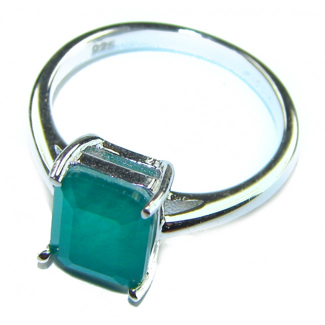 Gabriella - Luxurious 4.6 carat Emerald .925 Sterling Silver handcrafted Cocktail Ring s. 6 1/4