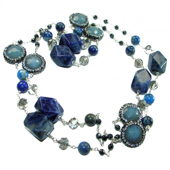 Stone of Venus Sodalite Spinel Mountain Crystal .925 Sterling Silver handcrafted necklace