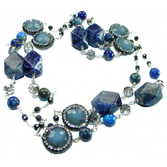 Stone of Venus Sodalite Spinel Mountain Crystal .925 Sterling Silver handcrafted necklace