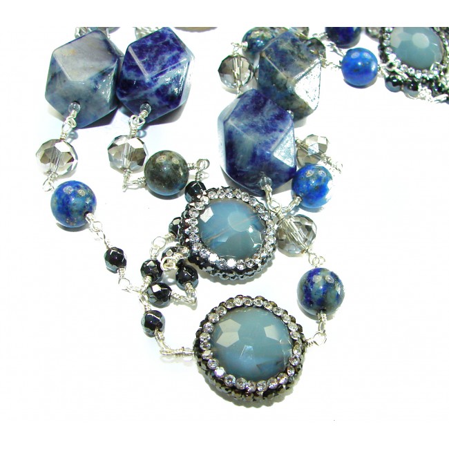 Stone of Venus Sodalite Spinel Mountain Crystal .925 Sterling Silver handcrafted necklace