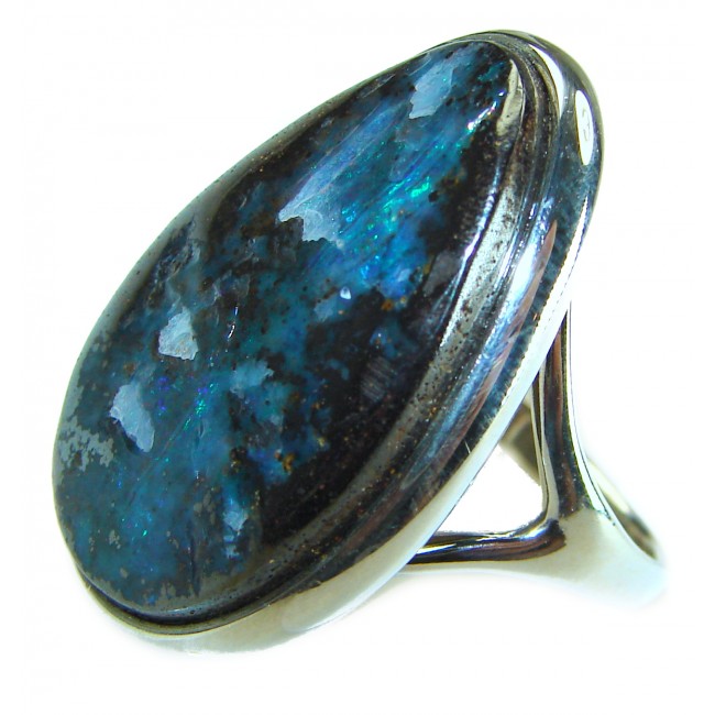 Australian Boulder Opal .925 Sterling Silver handcrafted ring size 6