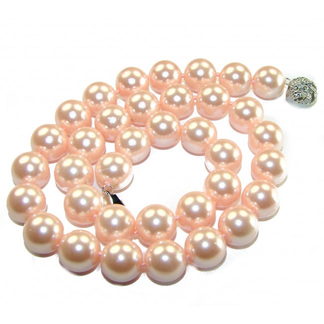 Elegant Freshwater 10mm Pink Pearl .925 Sterling Silver handcrafted Necklace