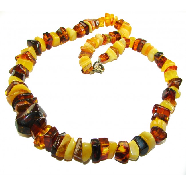 Dazzling vintage natural Baltic Amber butterscotch .925 Sterling Silver handcrafted Large necklace