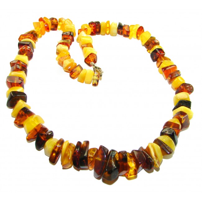 Dazzling vintage natural Baltic Amber butterscotch .925 Sterling Silver handcrafted Large necklace