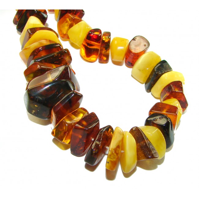 Dazzling vintage natural Baltic Amber butterscotch .925 Sterling Silver handcrafted Large necklace