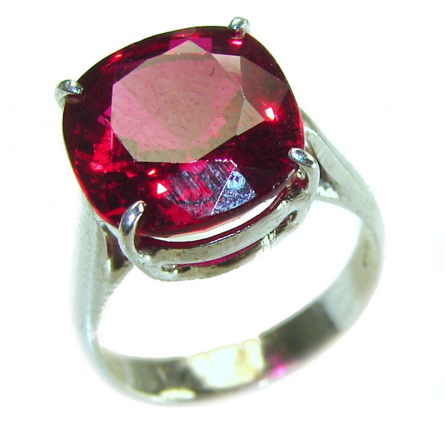 Red Passion 12.5 carat Red Topaz .925 Silver handcrafted Cocktail Ring s. 7