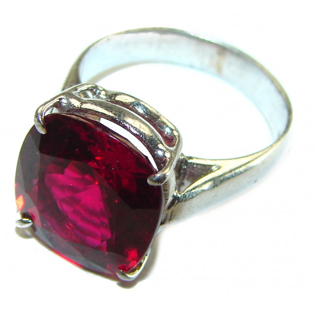 Red Passion 12.5 carat Red Topaz .925 Silver handcrafted Cocktail Ring s. 7