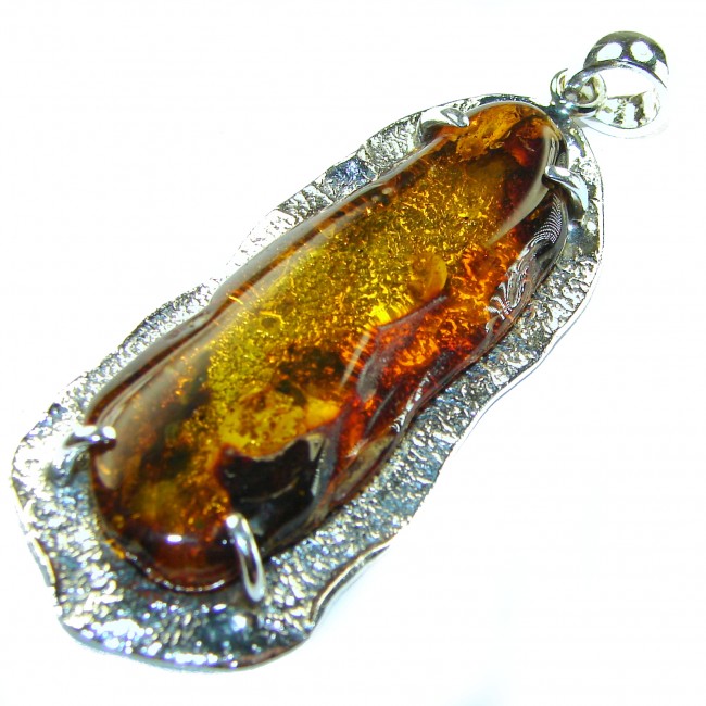 Large Honay Drop authentic Baltic Amber .925 Sterling Silver beautifully handcrafted Pendant