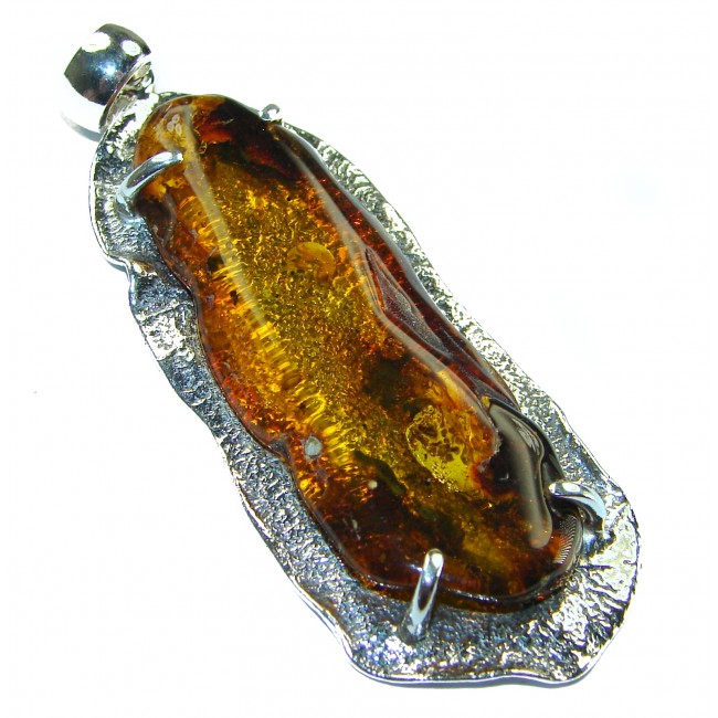 Large Honay Drop authentic Baltic Amber .925 Sterling Silver beautifully handcrafted Pendant