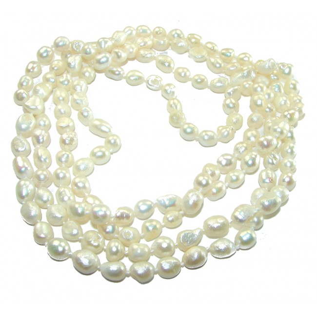 60 inches long Unparalleled glow of Mother of Pearl .925 Sterling Silver handmade Necklace