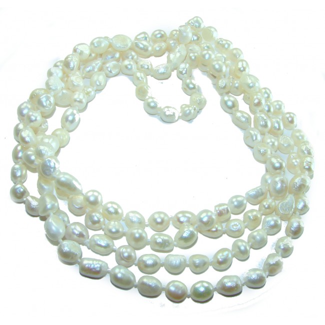 60 inches long Unparalleled glow of Mother of Pearl .925 Sterling Silver handmade Necklace