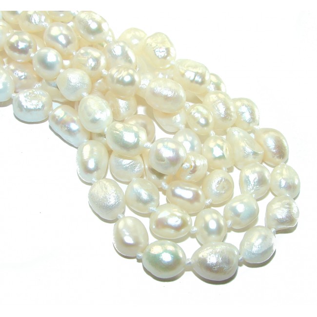 60 inches long Unparalleled glow of Mother of Pearl .925 Sterling Silver handmade Necklace