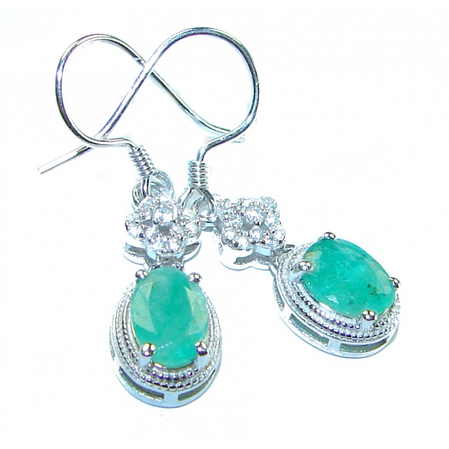 Hidden Treasure 6.1 carat Emerald .925 Sterling Silver handcrafted Earrings