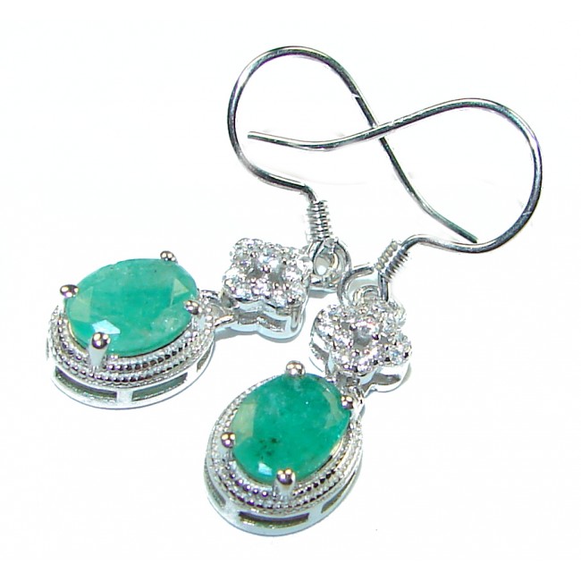 Hidden Treasure 6.1 carat Emerald .925 Sterling Silver handcrafted Earrings