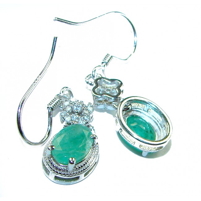 Hidden Treasure 6.1 carat Emerald .925 Sterling Silver handcrafted Earrings