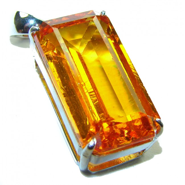 Golden Rays authentic 10.2 carat Golden Topaz .925 Sterling Silver handcrafted pendant