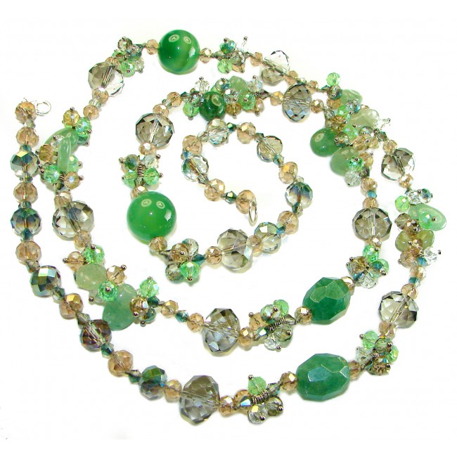 Blooming Spring Jade Mountain Crystal .925 Sterling Silver handcrafted necklace