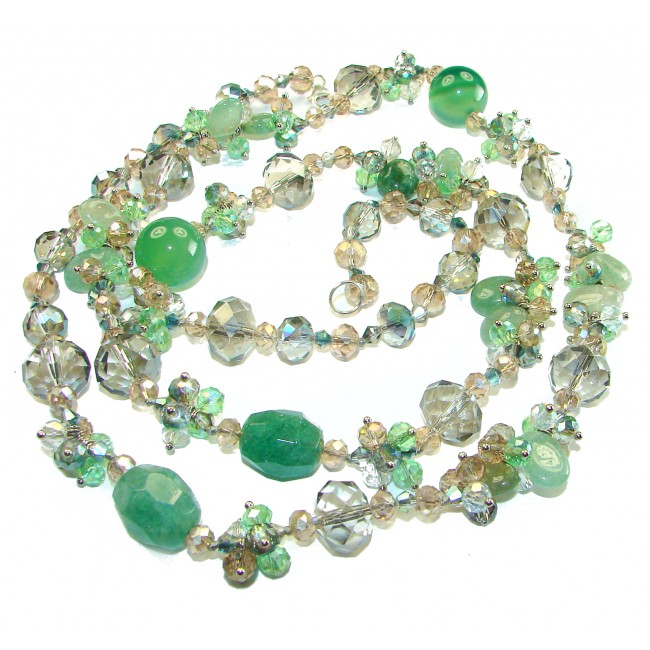 Blooming Spring Jade Mountain Crystal .925 Sterling Silver handcrafted necklace