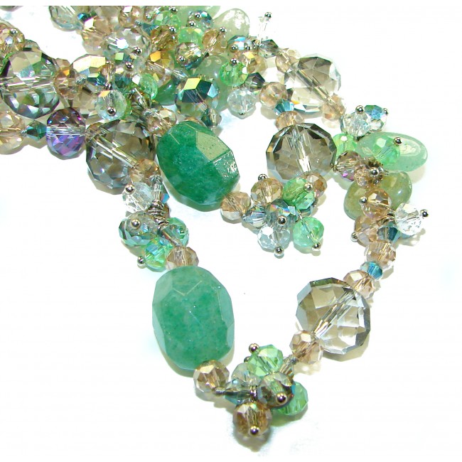 Blooming Spring Jade Mountain Crystal .925 Sterling Silver handcrafted necklace