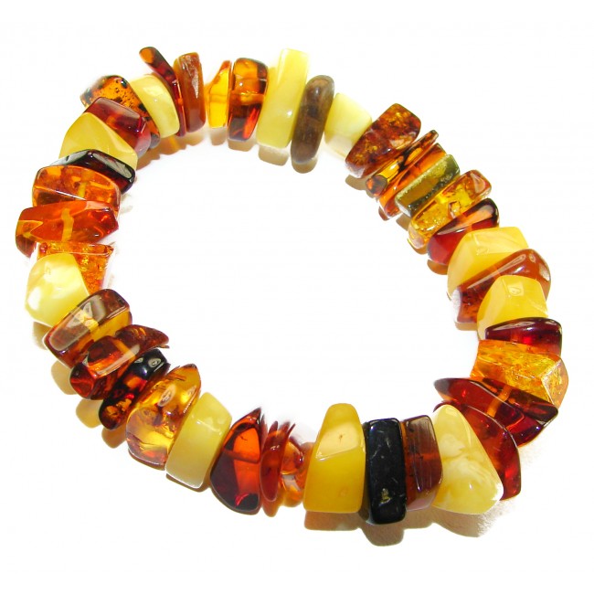 Golden Genuine Baltic Amber .925 Sterling Silver handmade Bracelet