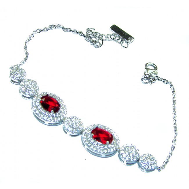 Alessia Watermelon Ruby .925 Sterling Silver handmade Bracelet