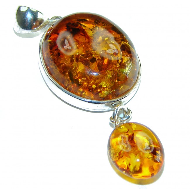 Excellent Baltic Amber .925 Sterling Silver entirely handcrafted PENDANT