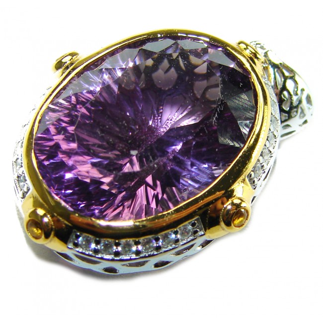 Vintage Design 27.6 carat Amethyst 14K Gold over .925 Sterling Silver handcrafted Pendant