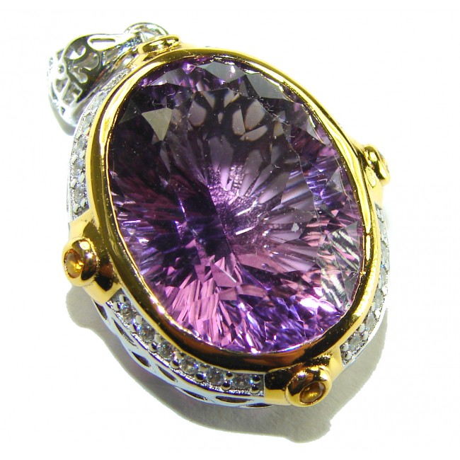 Vintage Design 27.6 carat Amethyst 14K Gold over .925 Sterling Silver handcrafted Pendant