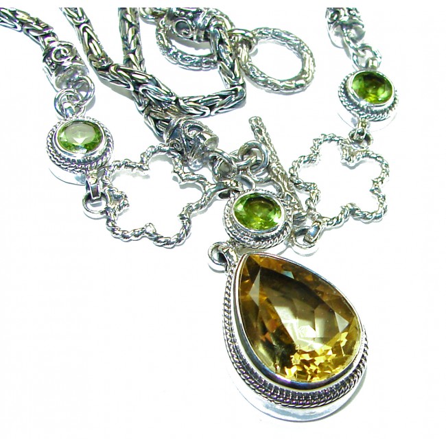 Bali Dream 22.5 carat Natural Citrine .925 Sterling Silver handcrafted Statement necklace