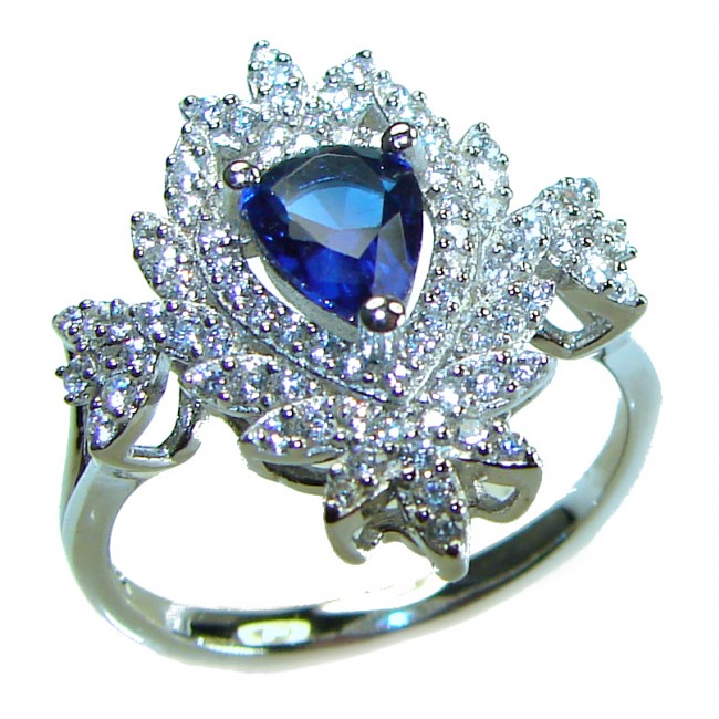 2.5 carat Sapphire .925 Sterling Silver handcrafted ring; s. 7 1/2