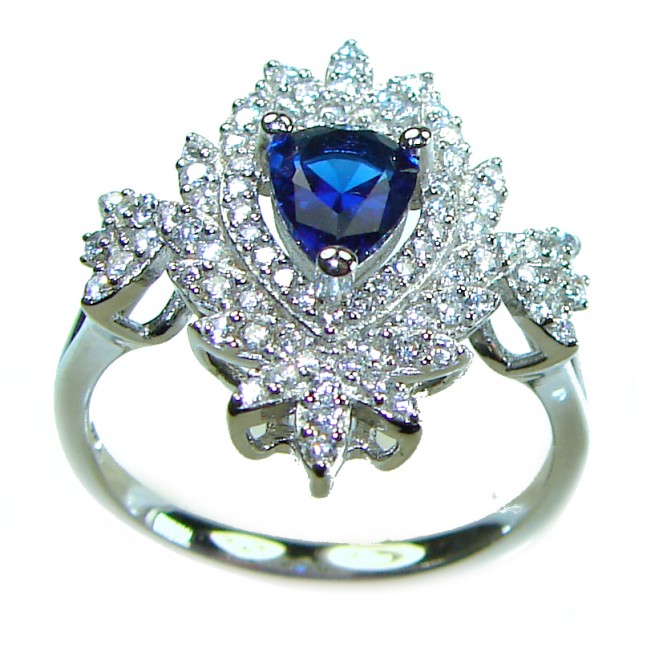 2.5 carat Sapphire .925 Sterling Silver handcrafted ring; s. 7 1/2