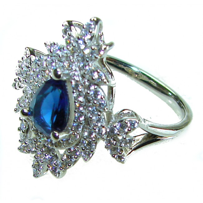 2.5 carat Sapphire .925 Sterling Silver handcrafted ring; s. 7 1/2