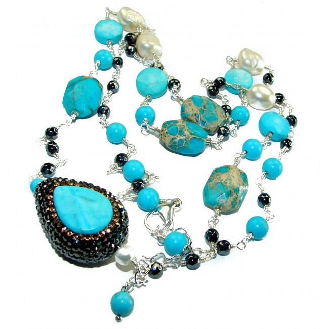 Beauty of Nature natural Turquoise .925 Sterling Silver handmade Statement necklace